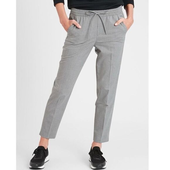 Banana Republic Women's Tie Waist Pull-On Hayden Ankle Pants Light Gray Size 0 - Picture 1 of 12